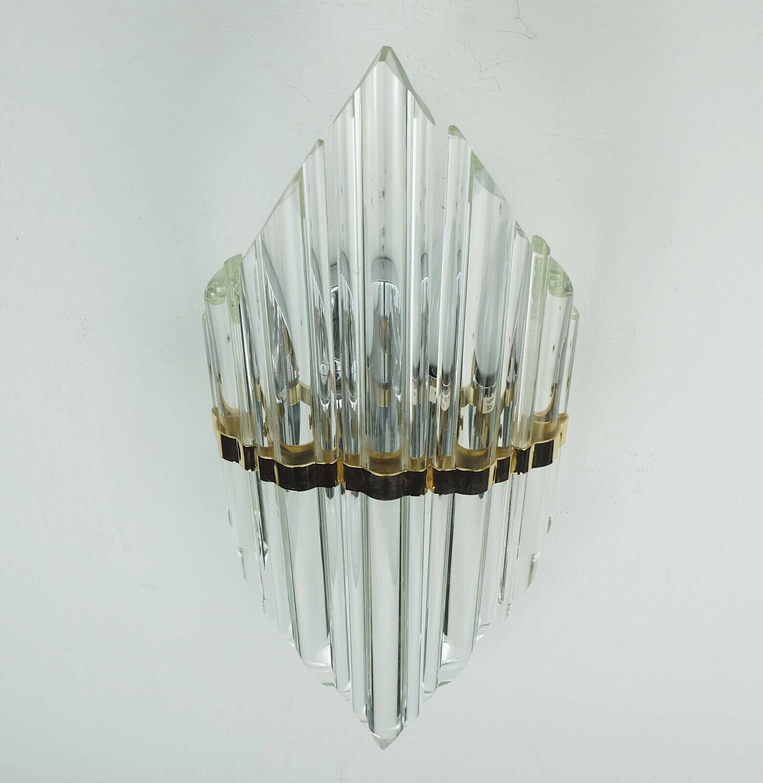 Mid century wall sconce glass rods and metal hollywood regency style