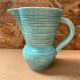 Old digoin pitcher vintage blue ceramic