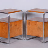 Tables de chevet en chêne Bauhaus, Mucke-Melder, Tchéquie, années 1930