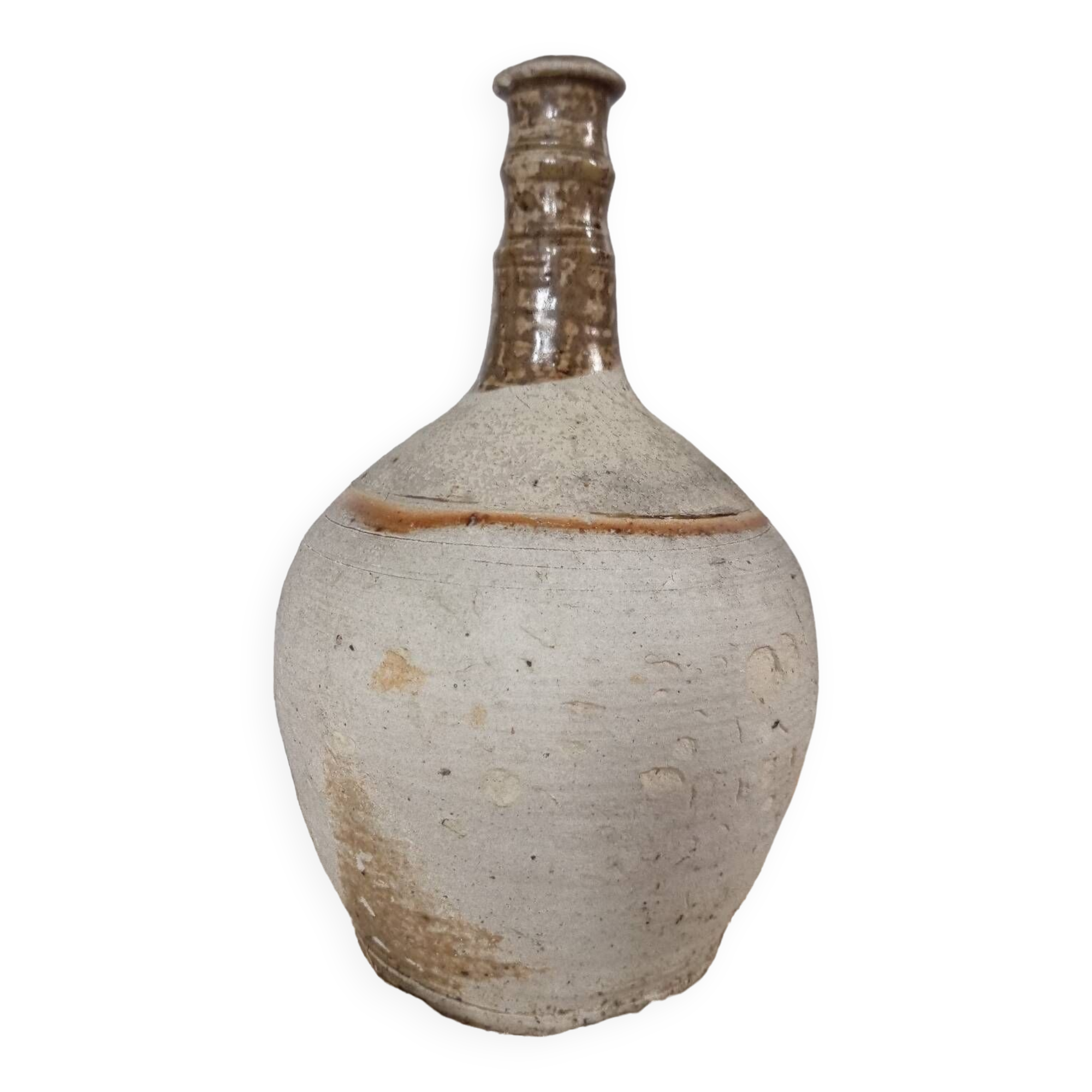 Cruche poterie antique grès brut imparfait, 18/19eme