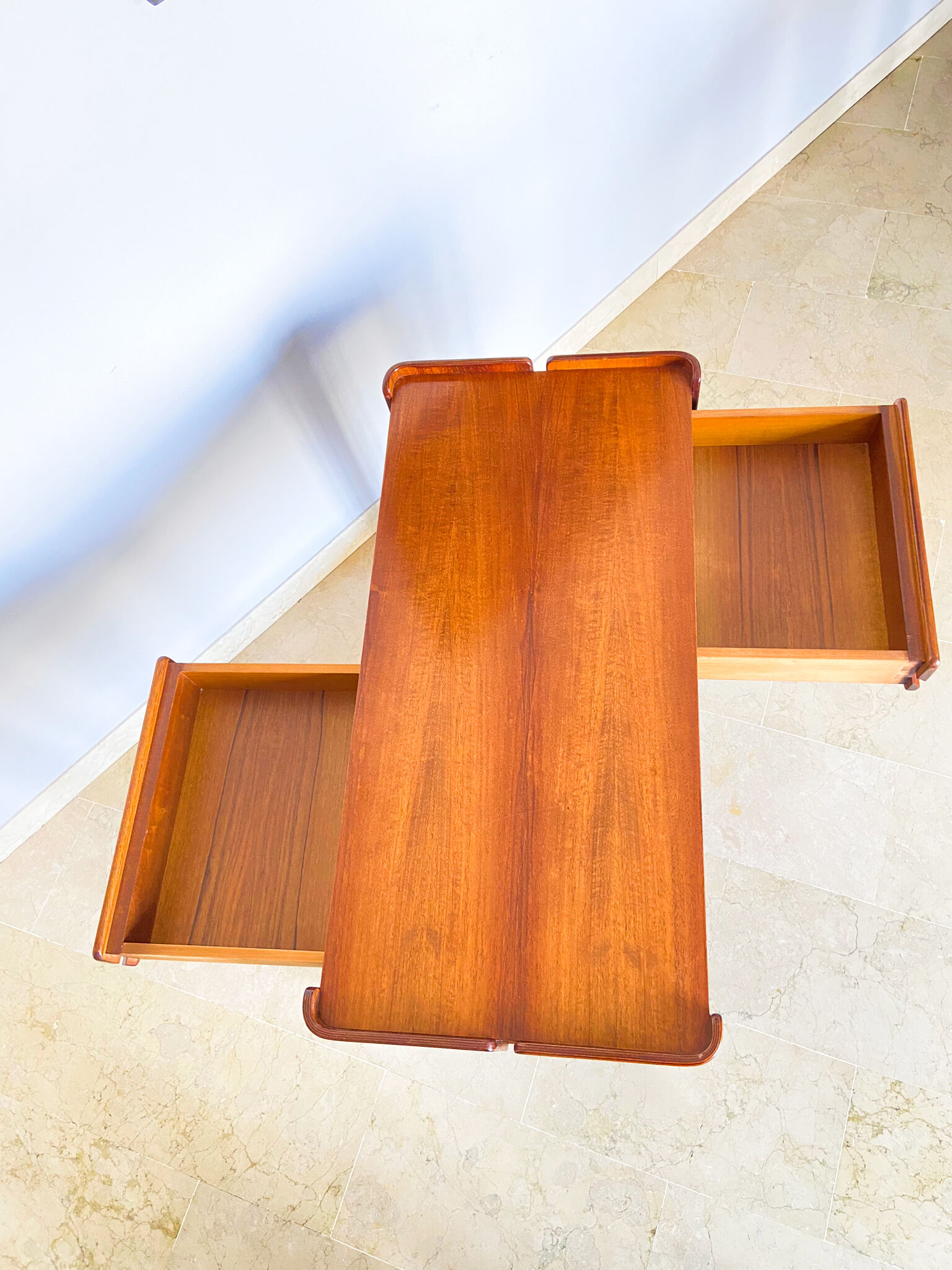 Walnut coffee table with two drawers, Italy 1970s