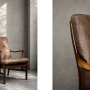 Fauteuil vintage en hêtre et cuir marron du milieu du siècle de Farstrup Møbler