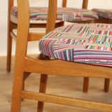 4 vintage multi-color oak chairs 1960 Sweden