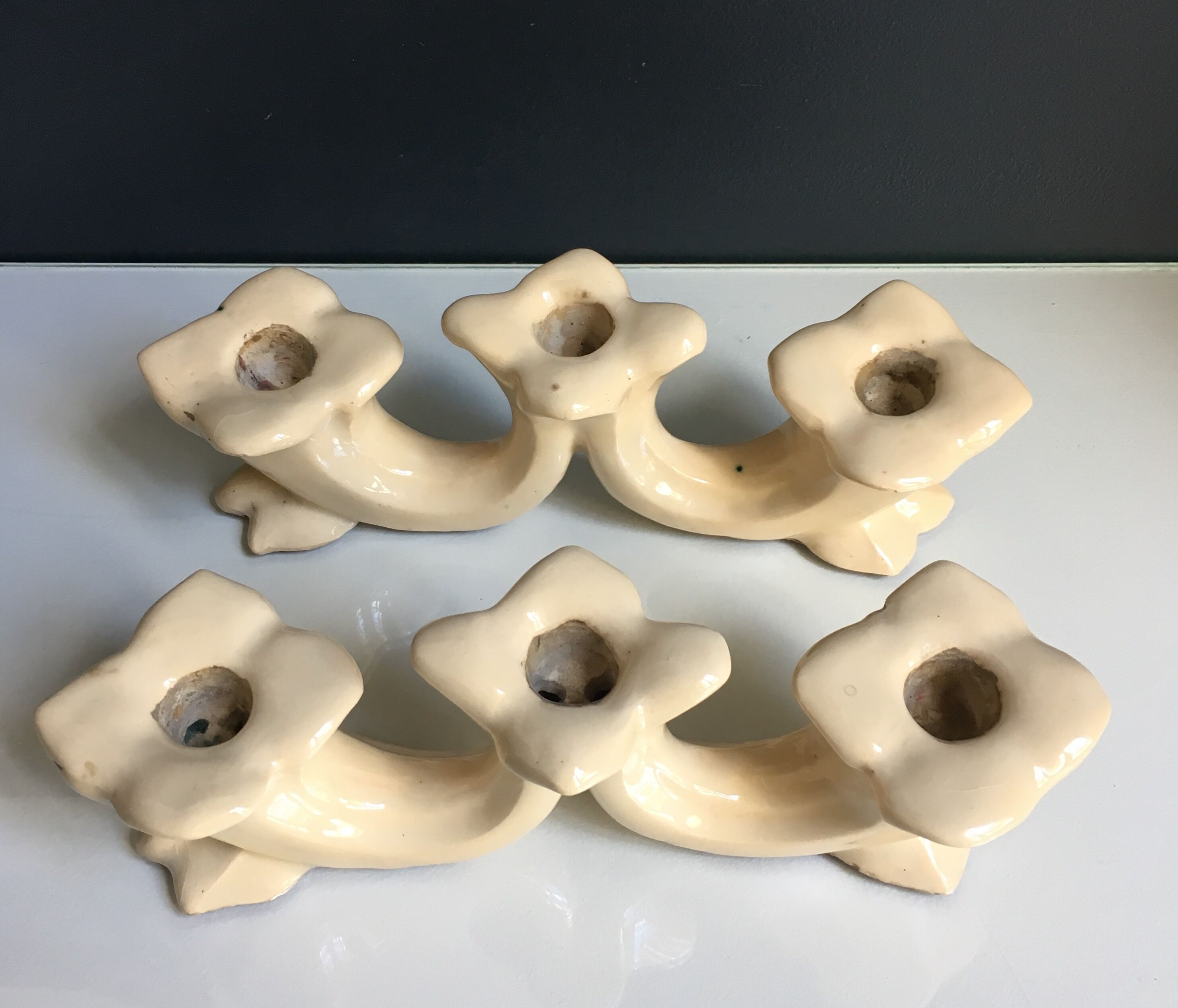 Pair of ceramic candlesticks, 40 years