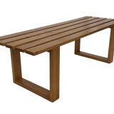 Vintage Scandinavian modern pinewood slatted bench from the 1960's