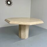 Table de repas en travertin épais design italien des années 70 vintage