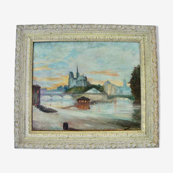 Ancient painting Notre-Dame de Paris