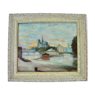 Ancient painting Notre-Dame de Paris