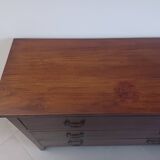 Three-drawer chest of drawers in exotic wood