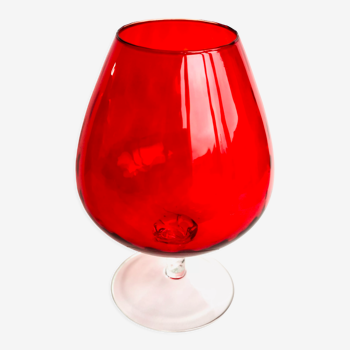 Vase en verre texturé rouge des années 60-70, Italie, Empoli