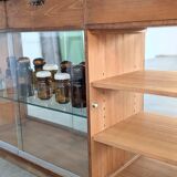 Double-sided counter in wood and pink marble (233 cm)