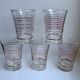 Lot de 5 verres à eau dorés et rouge années 50