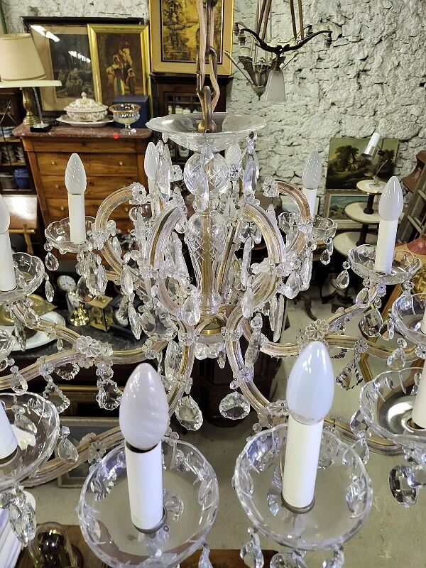 Lustre pampilles gaine de verre 12 ampoules
