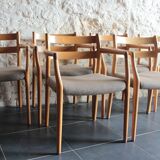 Danish table and 6 chairs set, by Niels Moller, 1960