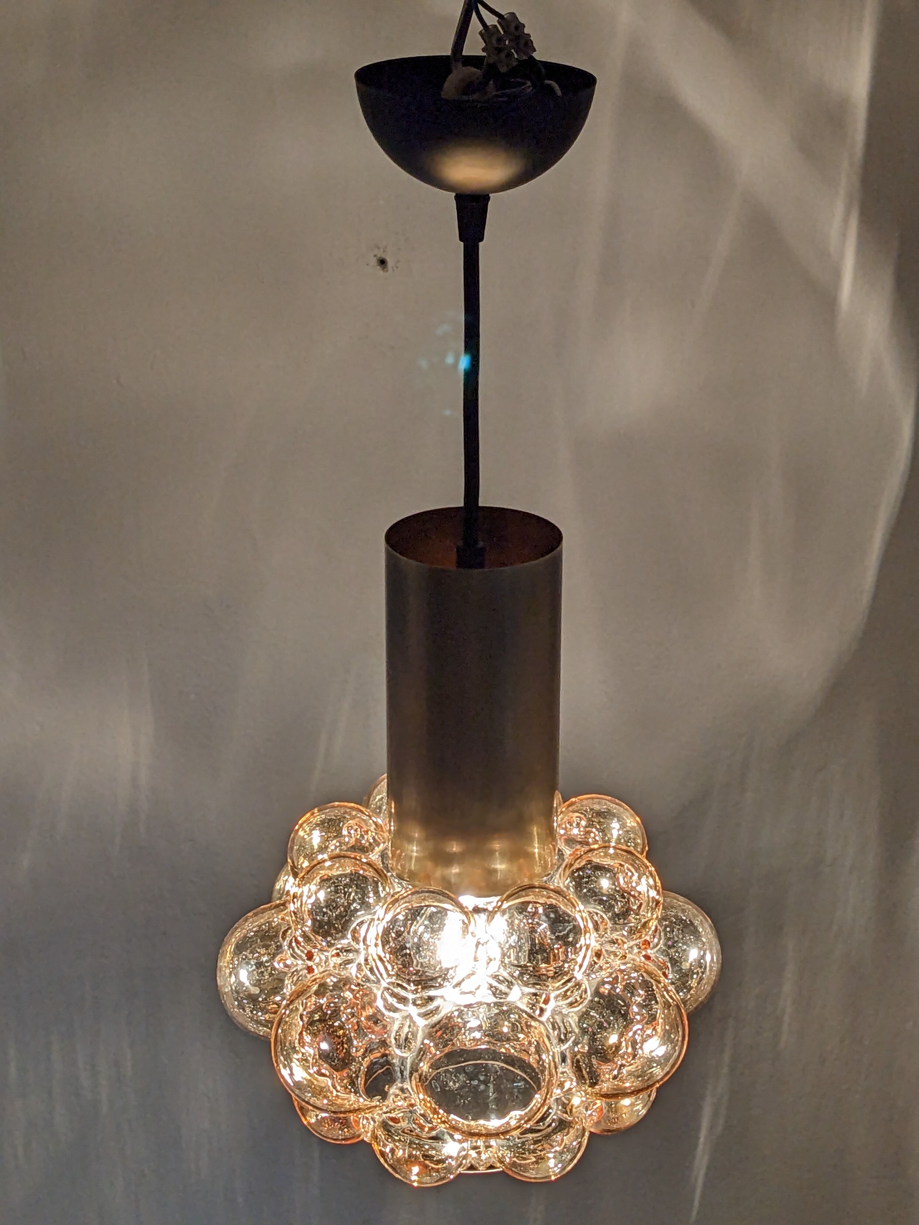 Amber bubble pendant lamp by Helena Tynell for Limburg 60s/70s