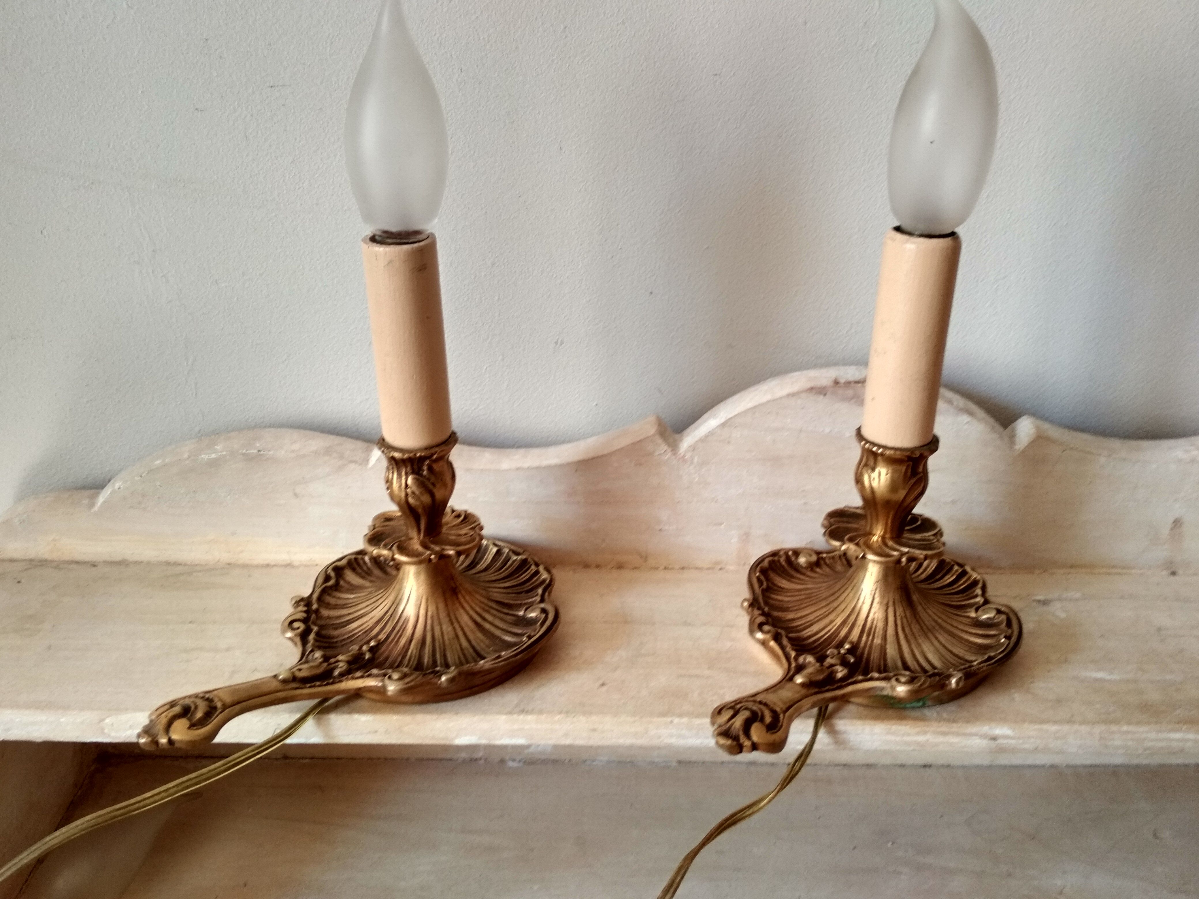 Pair of bronze bedside lamps