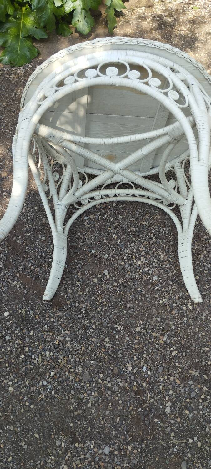 White wicker side table in Victorian style