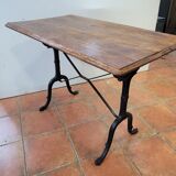 Old bistro table with oak top