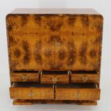 1930s Rare Art Deco Cabinet with Drawers in Walnut Finish, Czechoslovakia