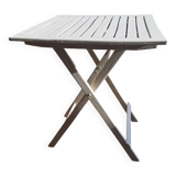 Square folding wooden garden table painted gray gray beige