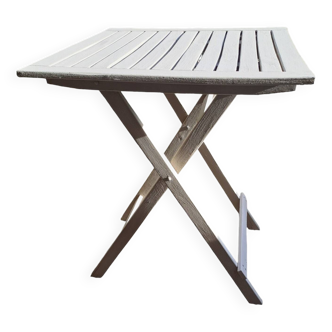 Square folding wooden garden table painted gray gray beige