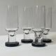 Set of 4 black crystal wine/champagne glasses, French, circa 1970.
