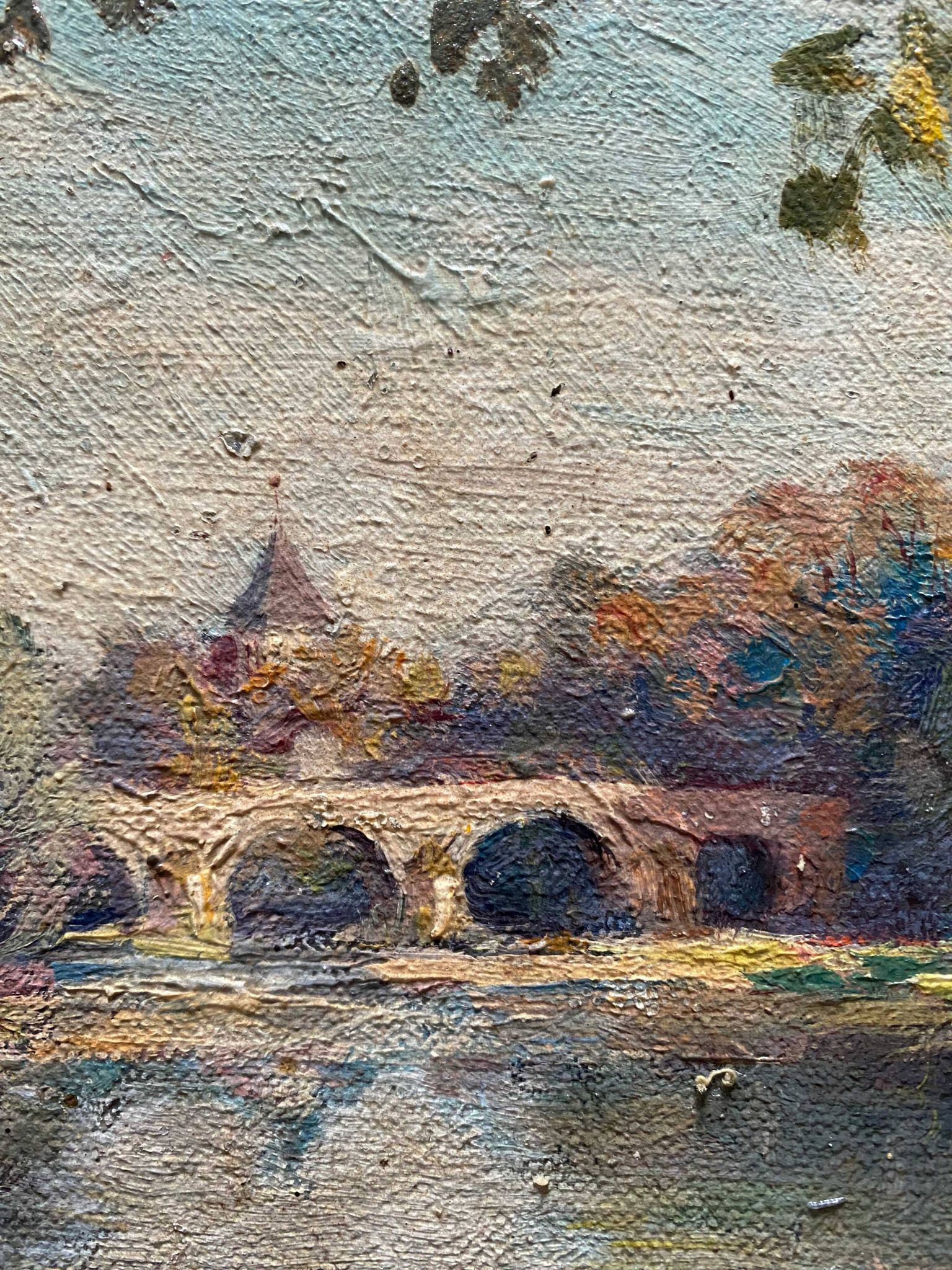 Hst painting "countryside landscape at the river" by pierre bonnerot (1891-1981)