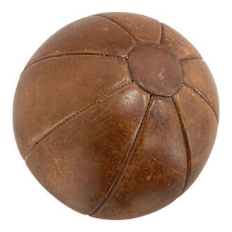 Vintage brown leather medicine ball 1930's