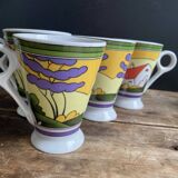 Sublime set of 6 Art Deco coffee/tea cups (circa 1930)