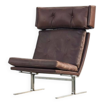 Unique piece - Danish chrome and leather armchair attributed to Poul Nørreklit