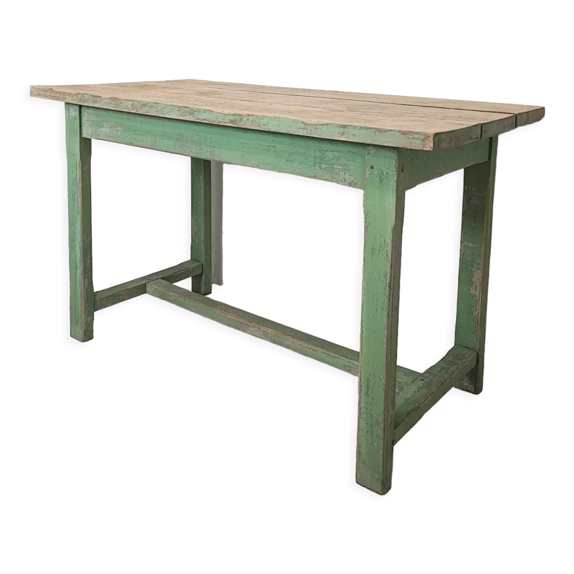 Table de ferme pieds patinés verts