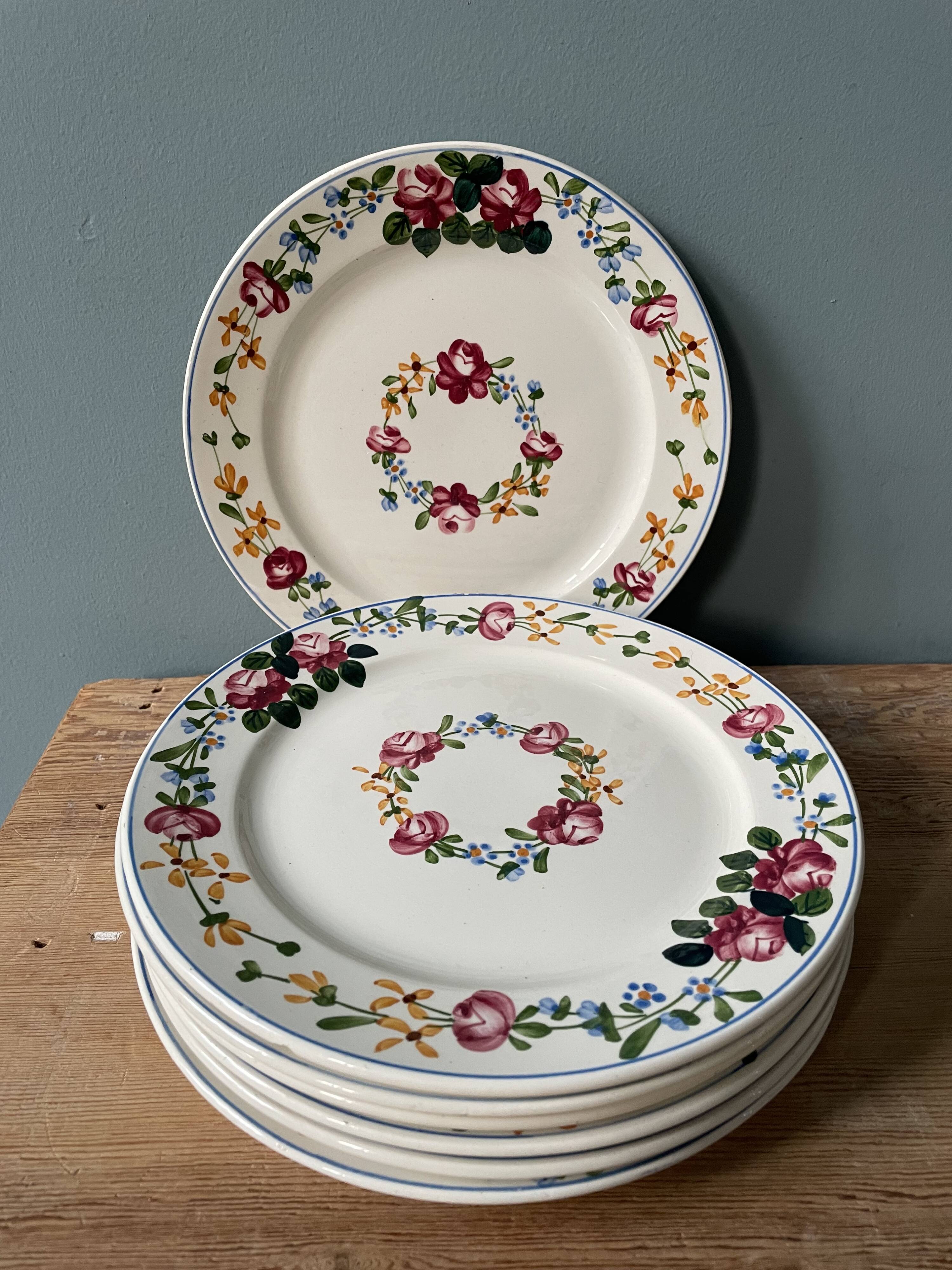 Set of 7 dessert plates Digoin Sarreguemines, "Piccola"