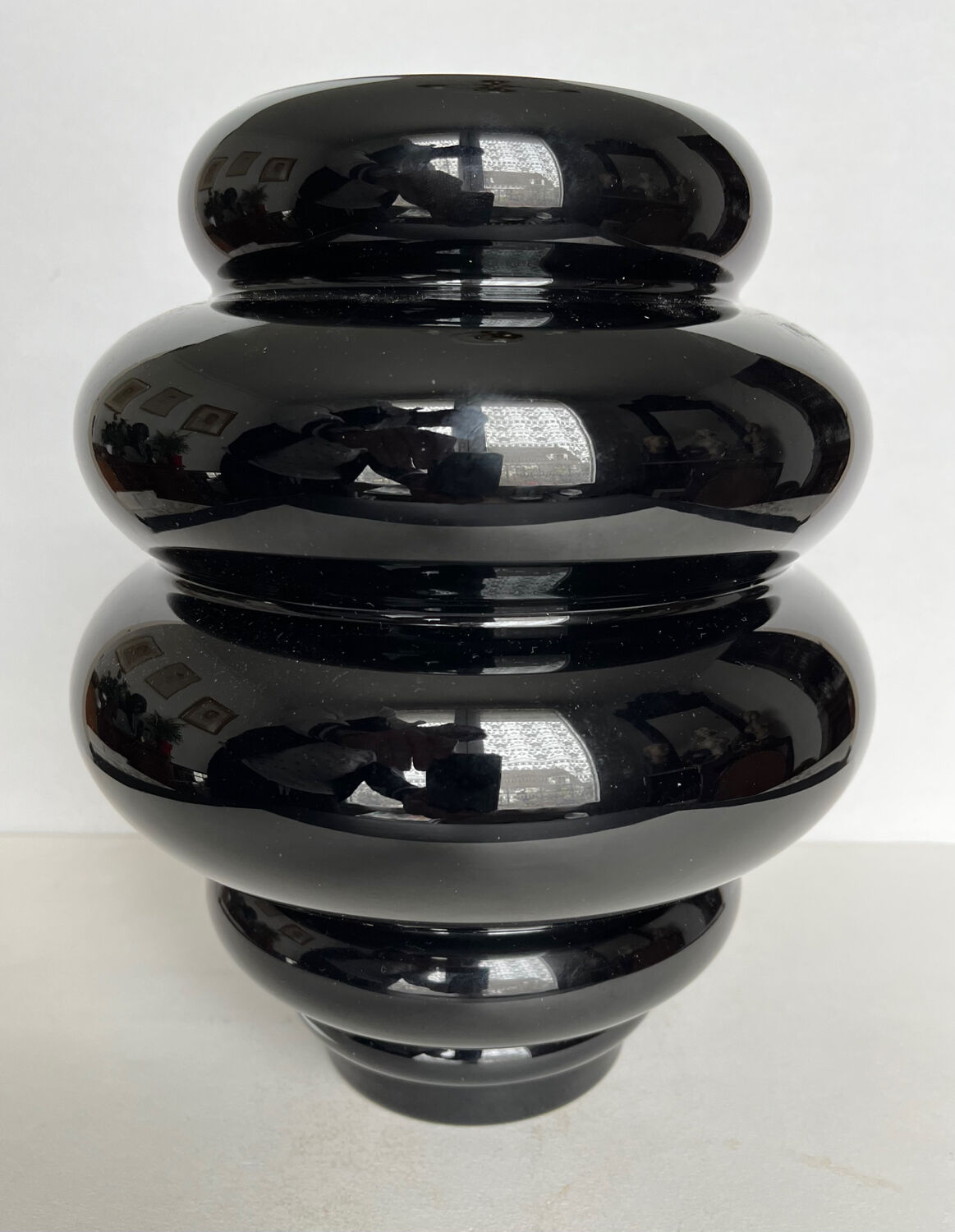 Art deco vase in black opaline glass