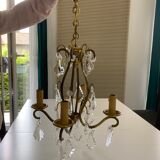 Bronze chandelier with cut plates 4 arms