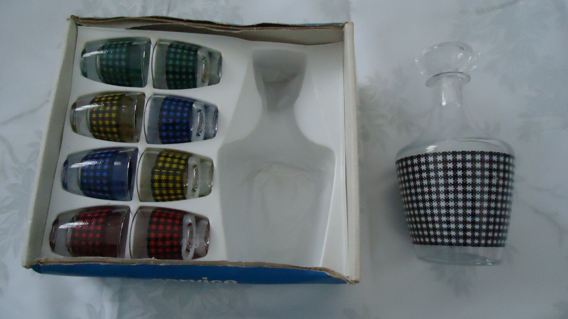 Vintage crystal arque liqueur service