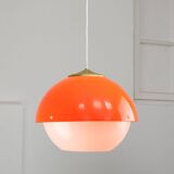 Suspension italienne Space Age en plexiglas orange et laiton, années 1970
