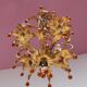 Small Italian chandelier in gold metal with leaves and flowers, c. 1960 (30 cm)