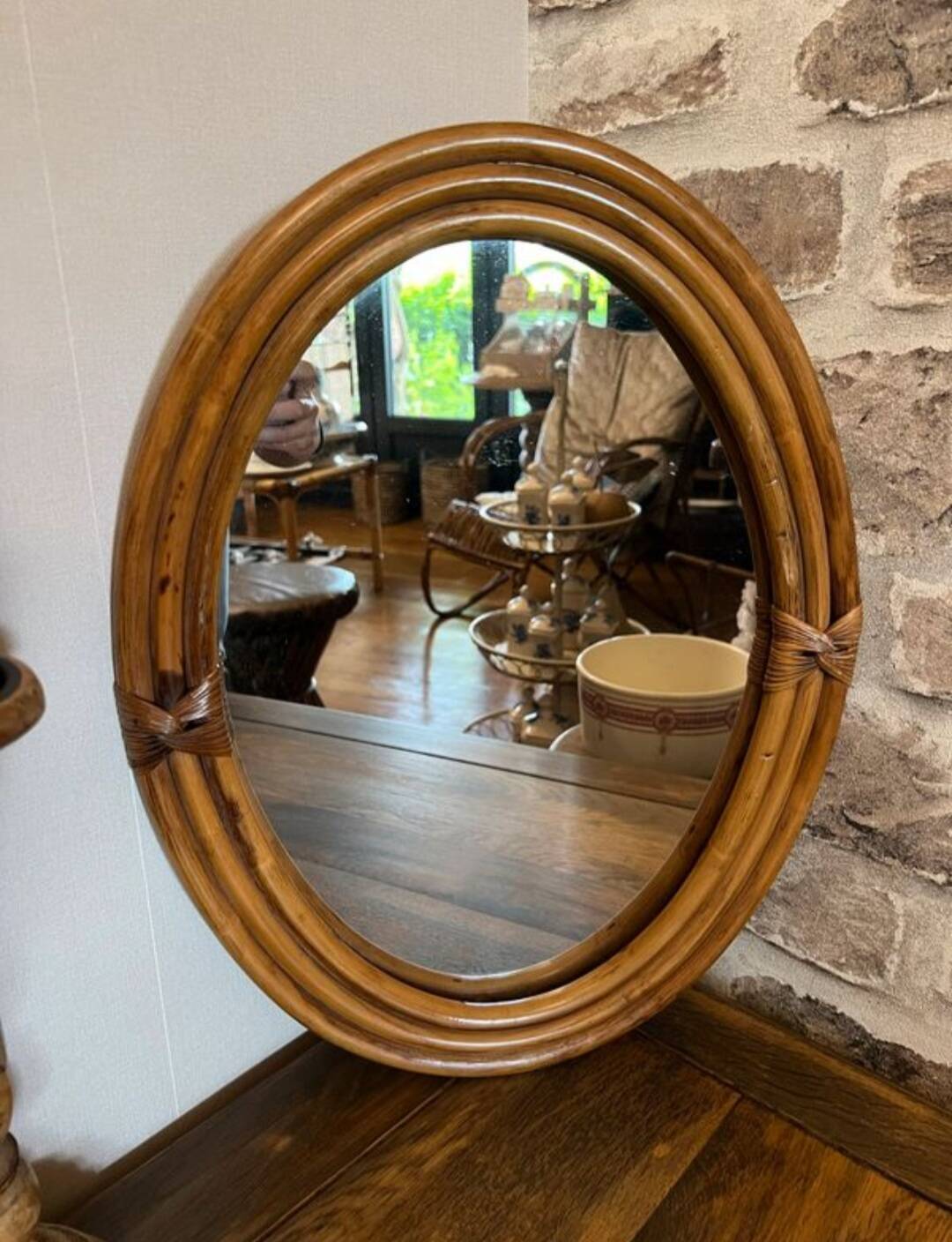Vintage bamboo mirror