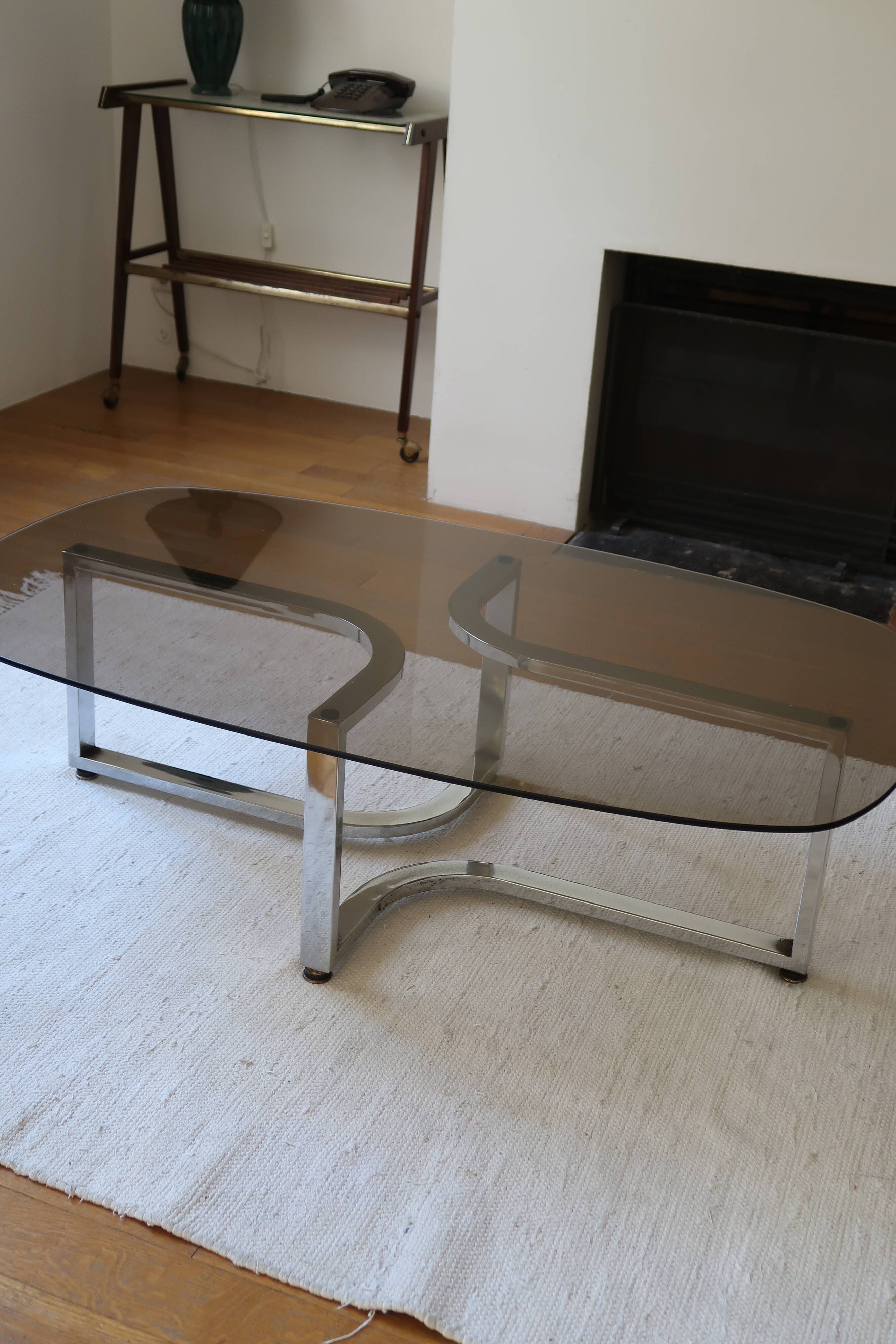 Table basse verre fumé 70's