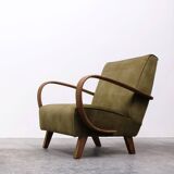 1930 Jindrich Halabala Bentwood Armchair in Forest Green Velvet