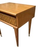 Oak and rattan bedside table
