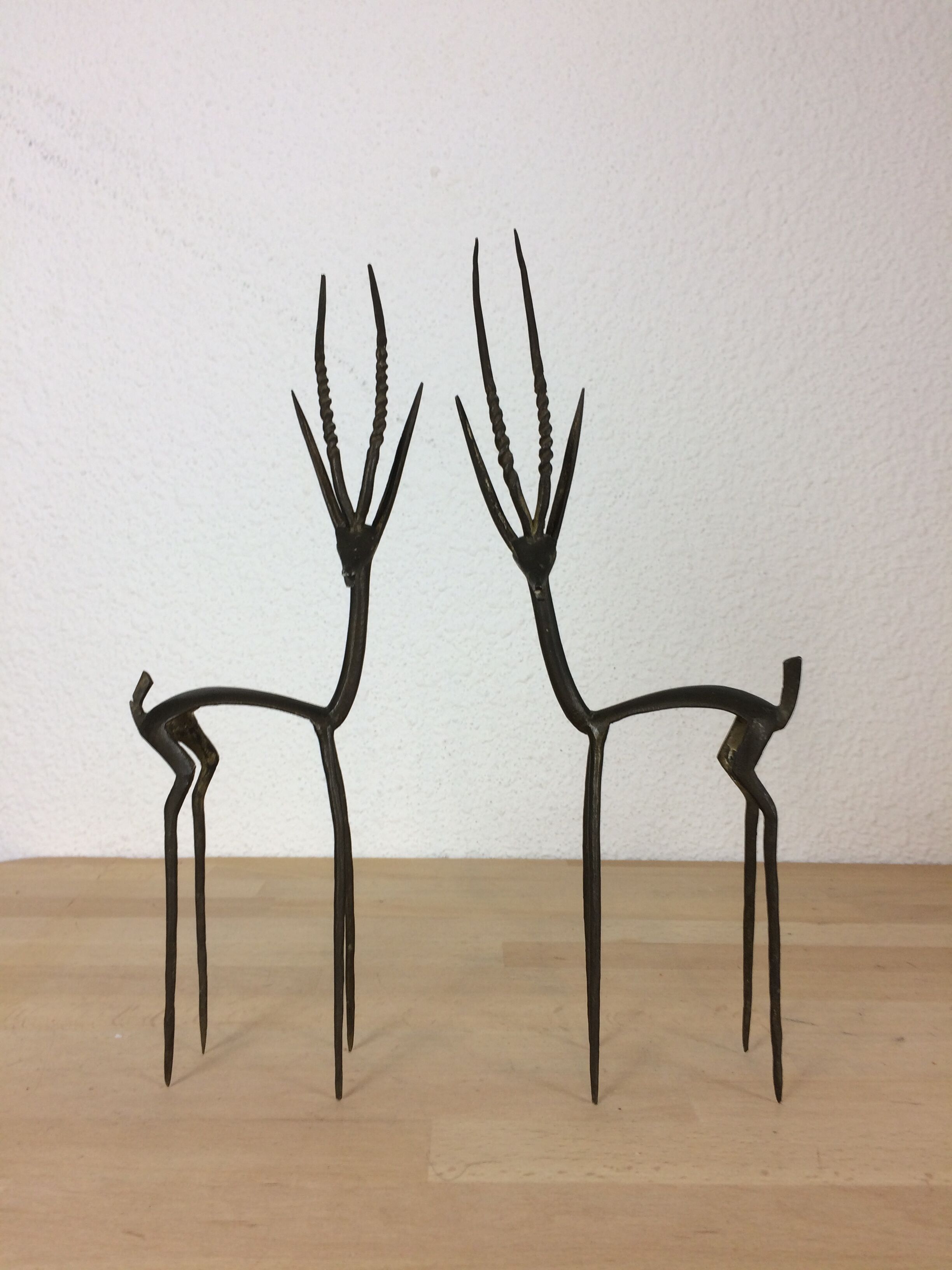 Brass gazelle duo, African art