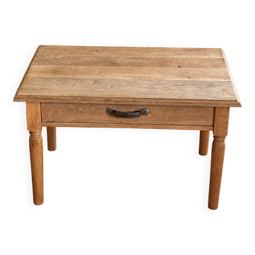 Old farmhouse coffee table in raw solid oak - 1 large drawer