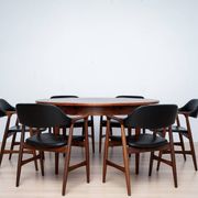 1960s Mid-Century Dining Set, 6 Carlton Armchairs by Låte Møbelfabrikk & Ex
