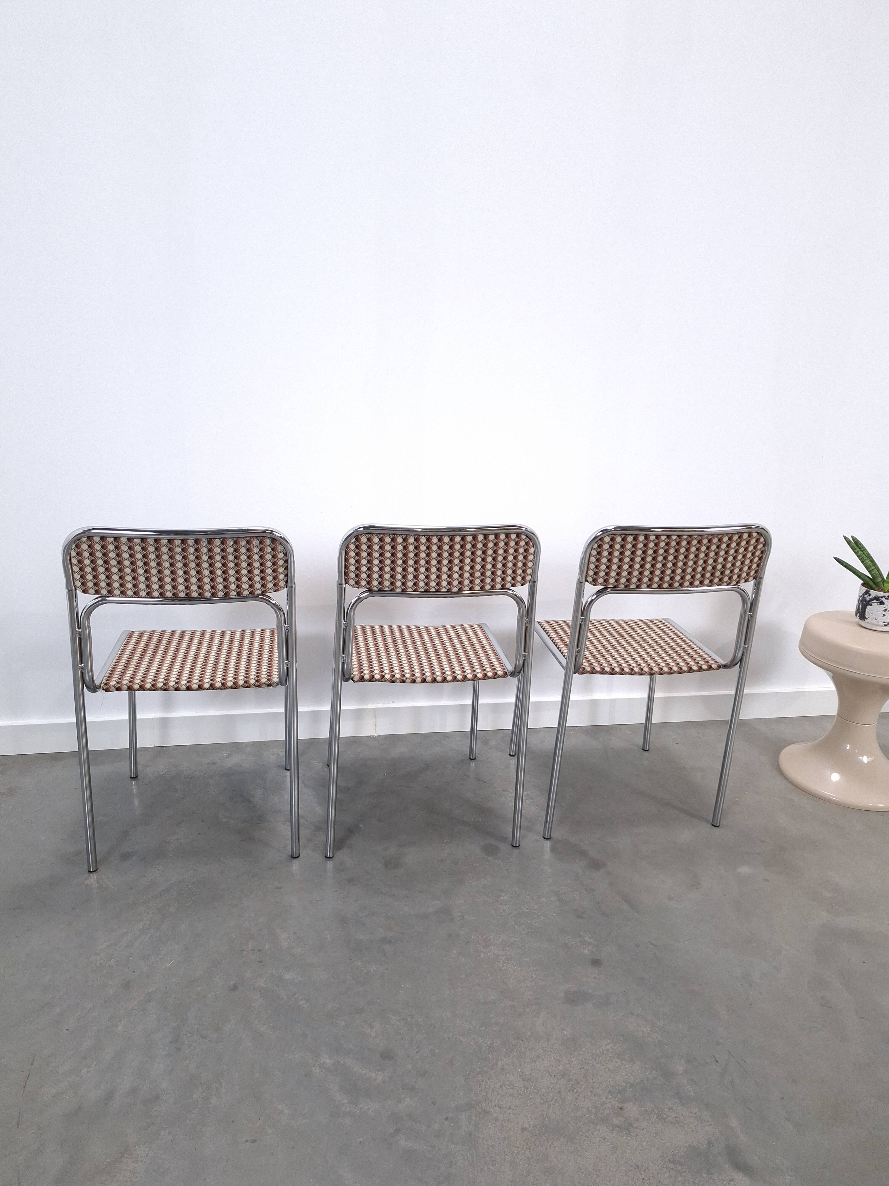 Space Age set 3x Bauhaus chromen buisframe stoelen