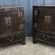 Pair of small accent tables or side tables, lacquered in black from Asia.