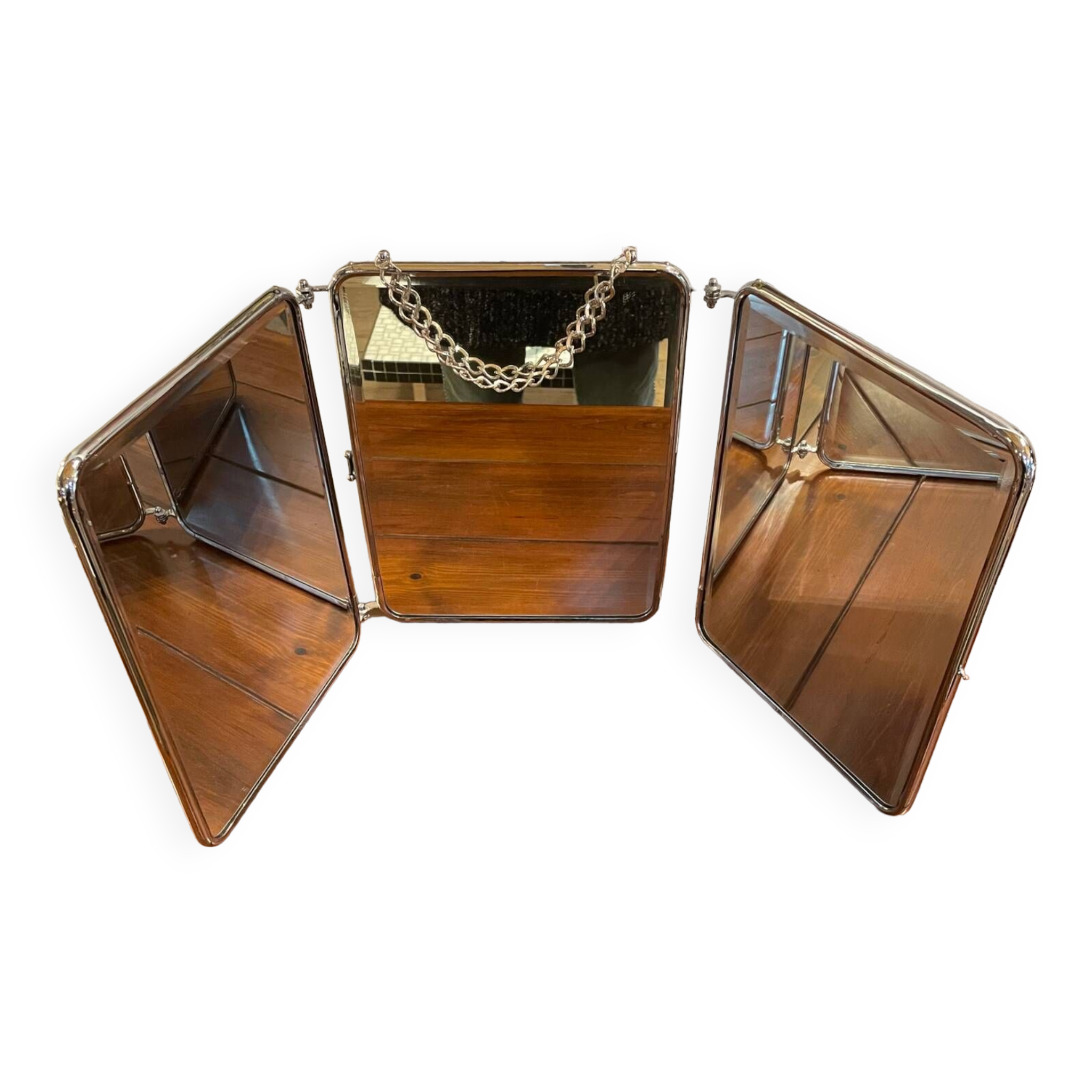 Triptych barber mirror