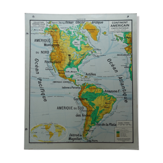 Old school map Vidal Lablache Physical and political American continent