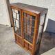 Petite vitrine bibliotheque a petits carreaux et marqueterie ancienne