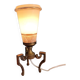 Lampe chevet métal bronze patiné tulipe verre liseré doré art déco